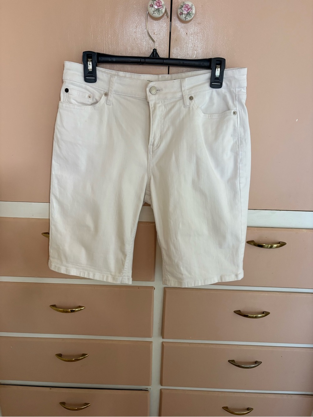 Calvin Klein Jeans Women's Cream Denim Bermuda Shorts